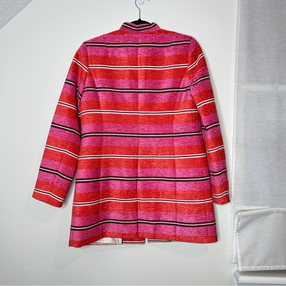 Banana Republic Pink Stripe Collarless Coat Blazer Size Small Petite - Picture 7 of 14